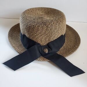 Chic Woven Women's Hat with Black Ribbon
